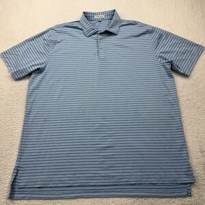 Peter Millar Mens Polo Shirt XL Striped Short Sleeve Golf Casual Blue